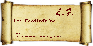 Lee Ferdinánd névjegykártya